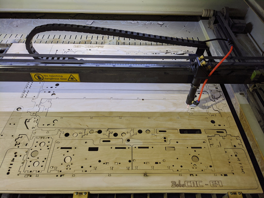 Laser cutting out a BobsCNC Router kit